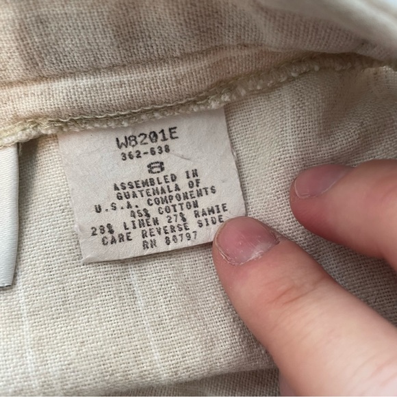 Vintage 90s Cotton-Linen Striped Highwaisted Shorts - Picture 12 of 13